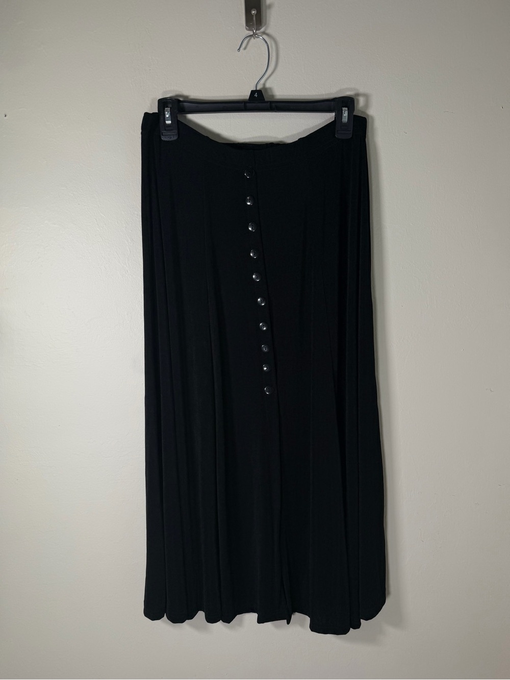 Women's Black Maxi Skirt with Button-Front Detail